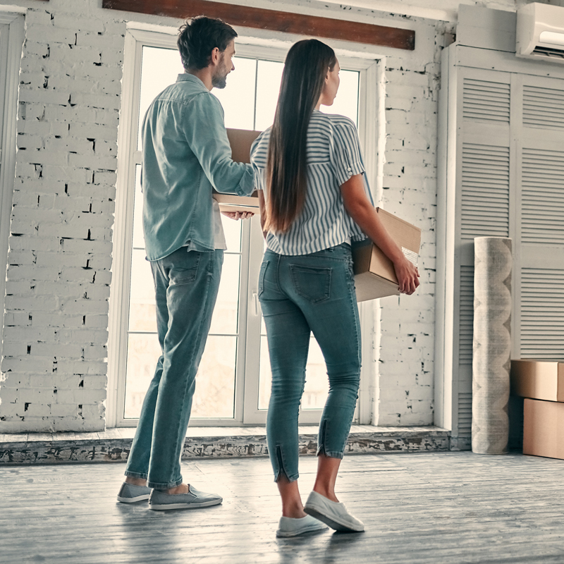 Couple moving in to new condo